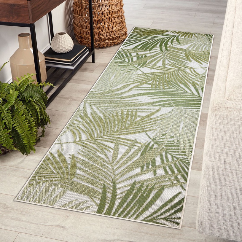 Koridorivaip Hakano Vinea Palms, kreemjasvalge/roheline, 200 cm x 60 cm