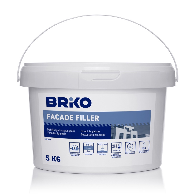 Pahtel Briko, kasutusvalmis, valge/hall, 5 kg