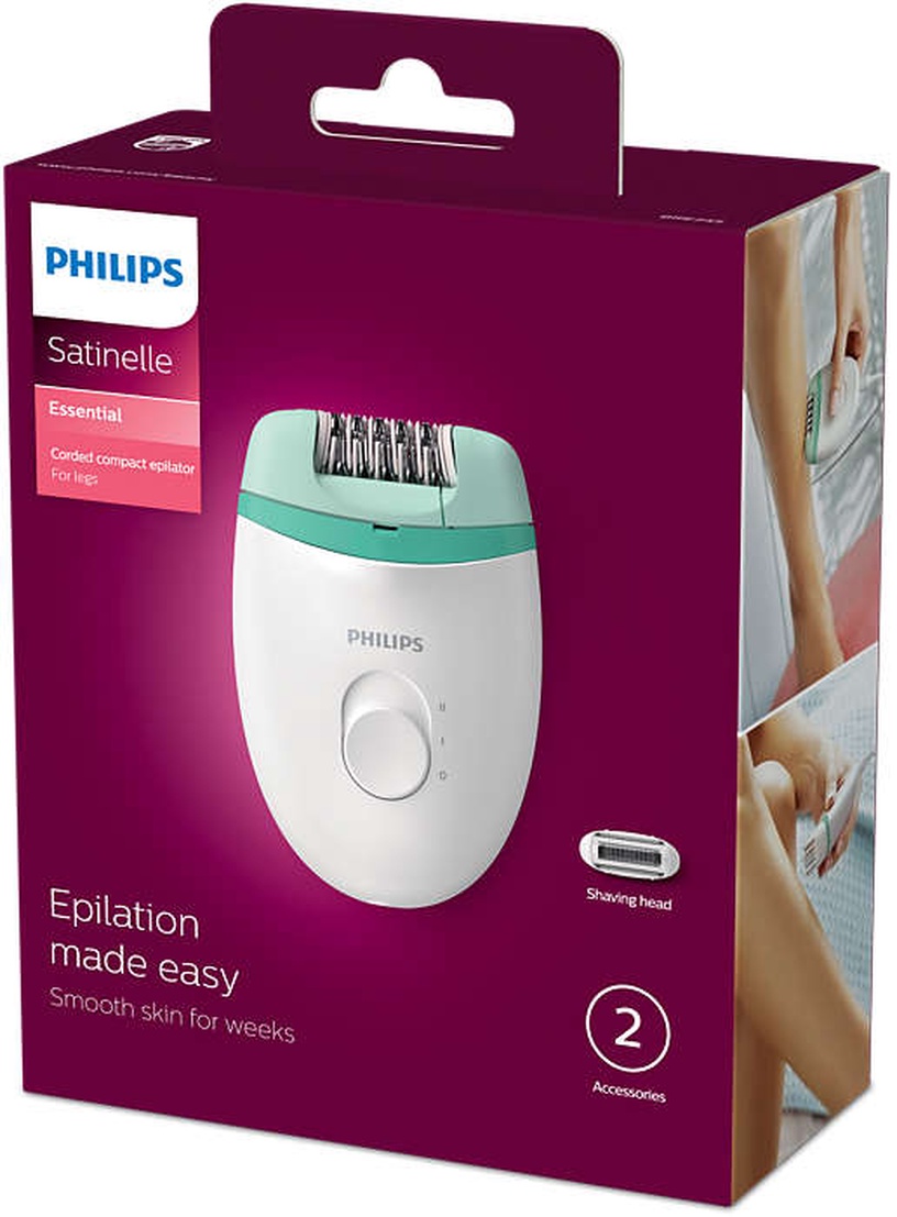 Epilaator Philips Satinelle Essential BRE245/00, valge/roheline