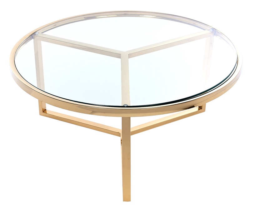 Журнальный столик Miloo Monroe, прозрачный/золотой, 90 см x 90 см x 40 см