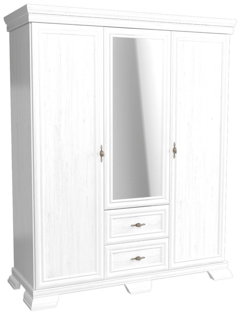 Riidekapp Gala Meble Kora KS2, valge, 62 cm x 158 cm x 193 cm, peegliga