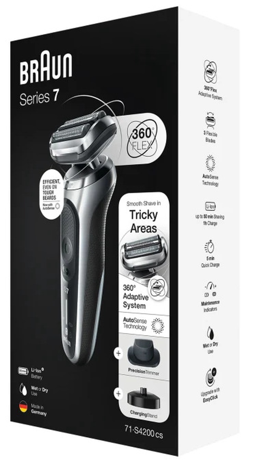 Бритва для бороды Braun Series 7 71-S4200cs, li-ion, серебристый/черный