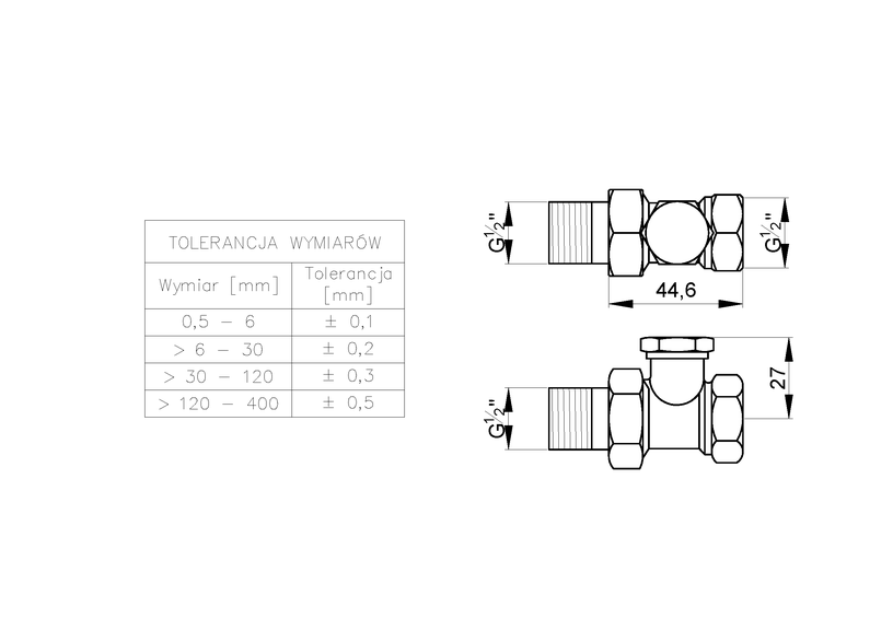Прямой термостатический комплект без предварительной настройки Invena CD-76-P15-X, прикручивается, белый