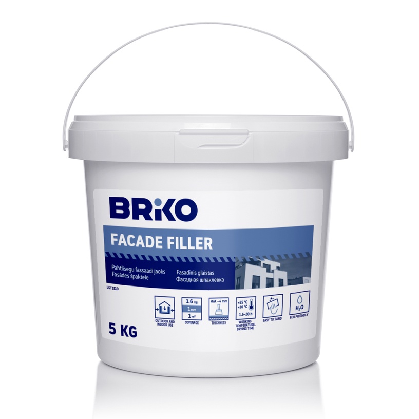 Pahtel Briko, kasutusvalmis, valge/hall, 5 kg