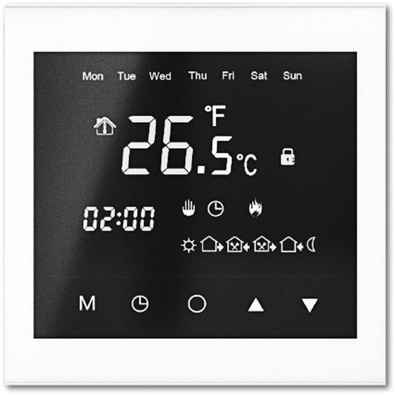 Программируемый термостат отопления Thermoval TVT 30 BB, встраивается в стену, белый, 8.5 см, 5 - 60 °С