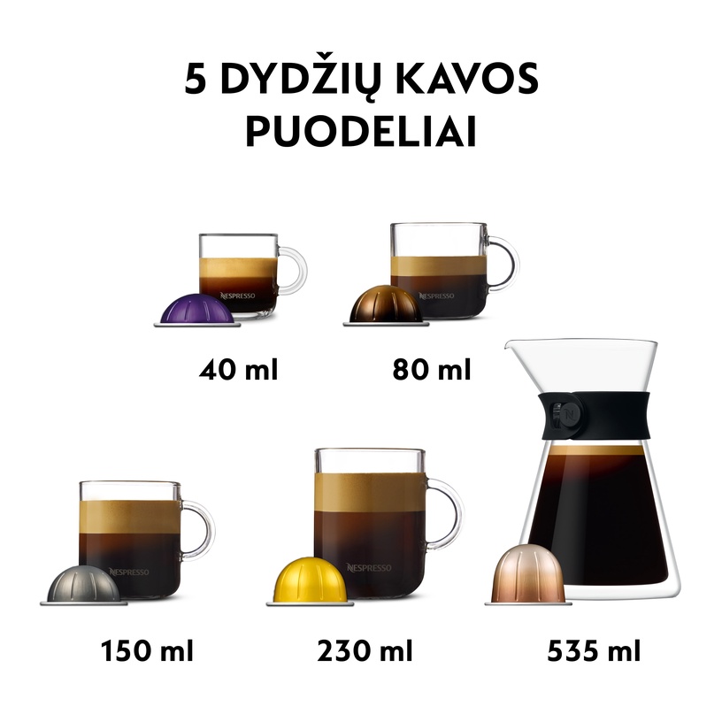 Kapsulas kafijas automāts Nespresso Vertuo Next Dark Grey, pelēka