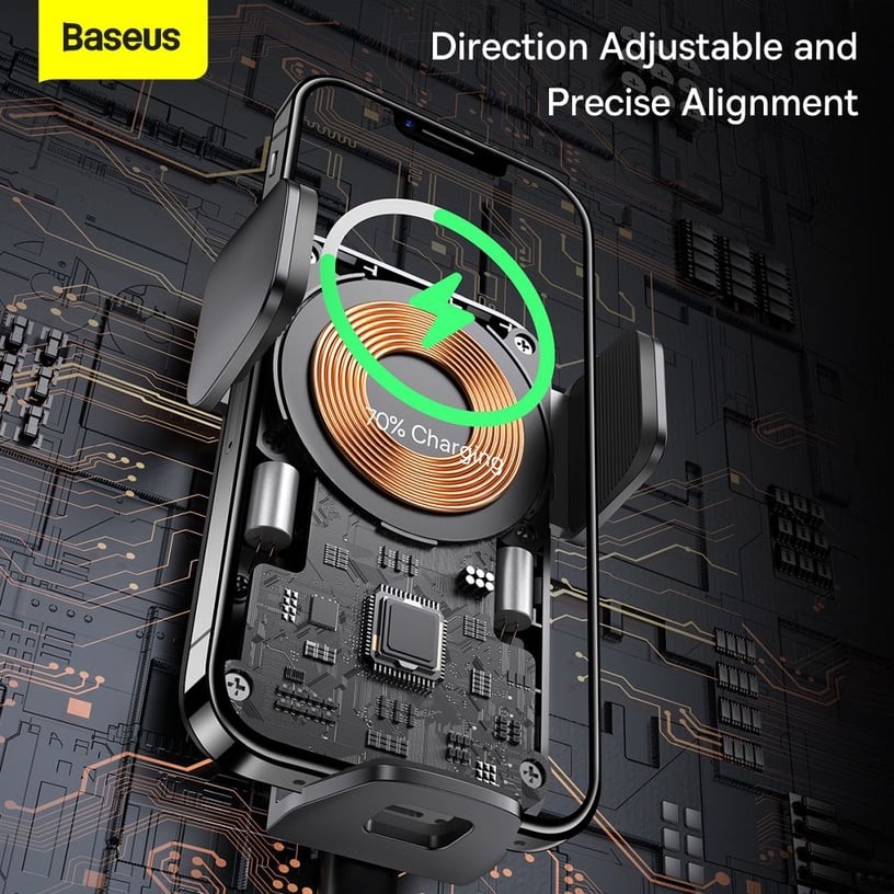 Auto telefona lādētājs Baseus Wisdom CGZX000101, USB Type-C, melna, 15 W