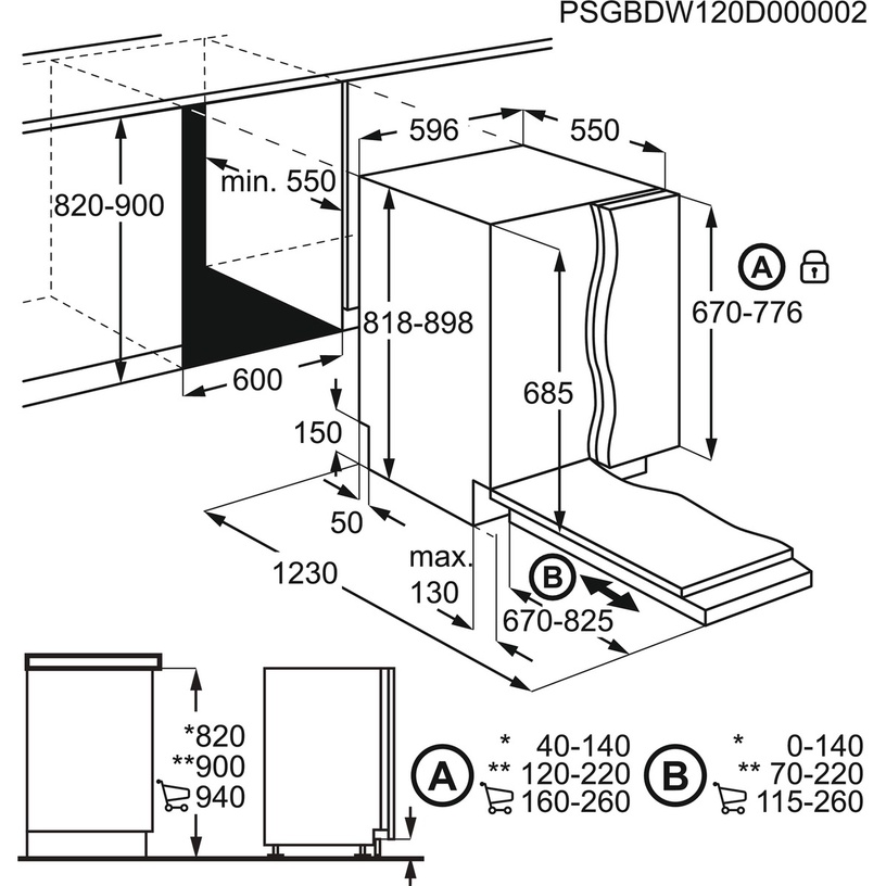 Iebūvējamā trauku mazgājamā mašīna Electrolux EEG69405L, melna