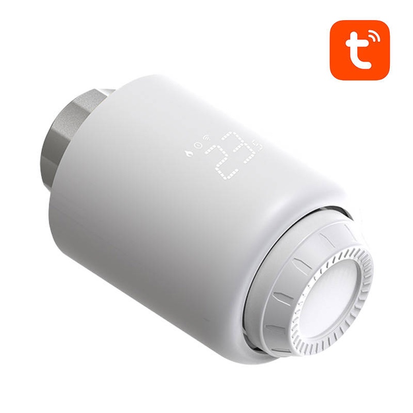Termostats Avatto TRV07 Zigbee 3.0 TUYA, skrūvēšana, balta, 9.7 cm, 0 - 50 °C
