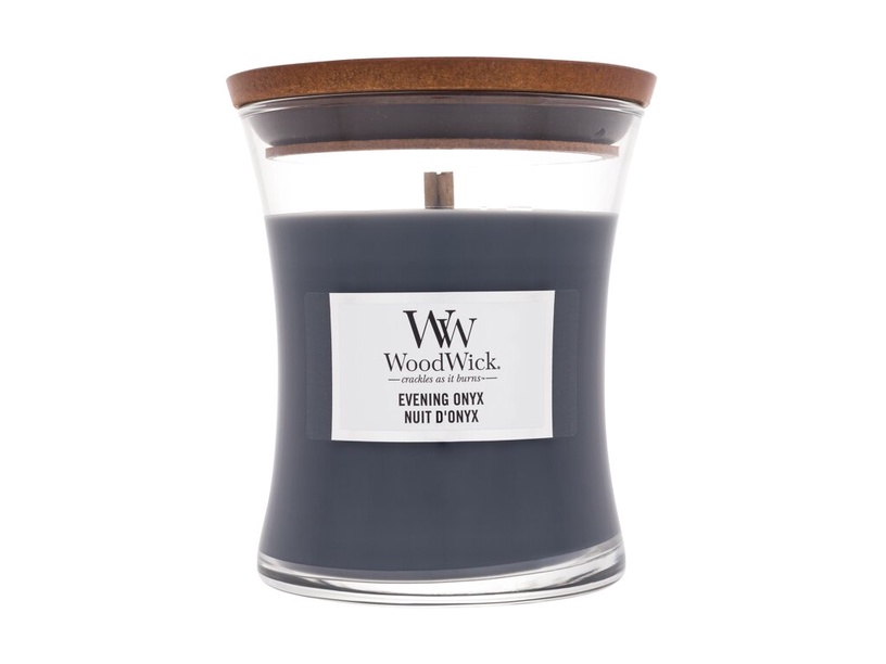Svece, aromātiskā WoodWick Evening Onyx, 100 h, 275 g