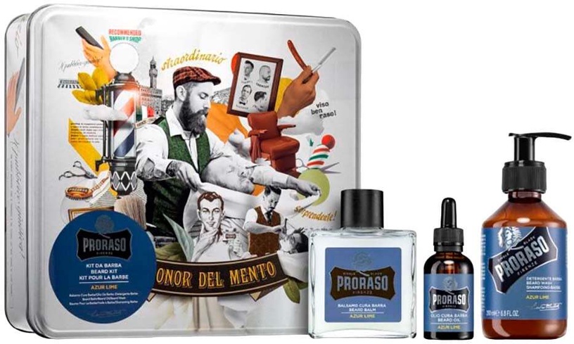Набор ухода за лицом для мужчин Proraso Azur Lime Vintage Beard Care, 330 мл
