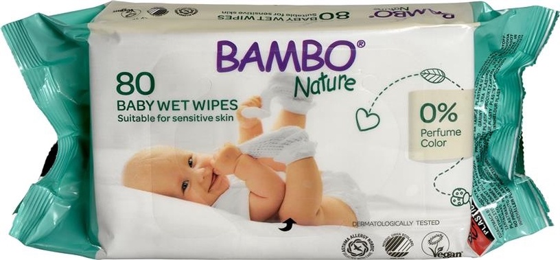 Детские влажные салфетки Bambo Nature, 80 шт.