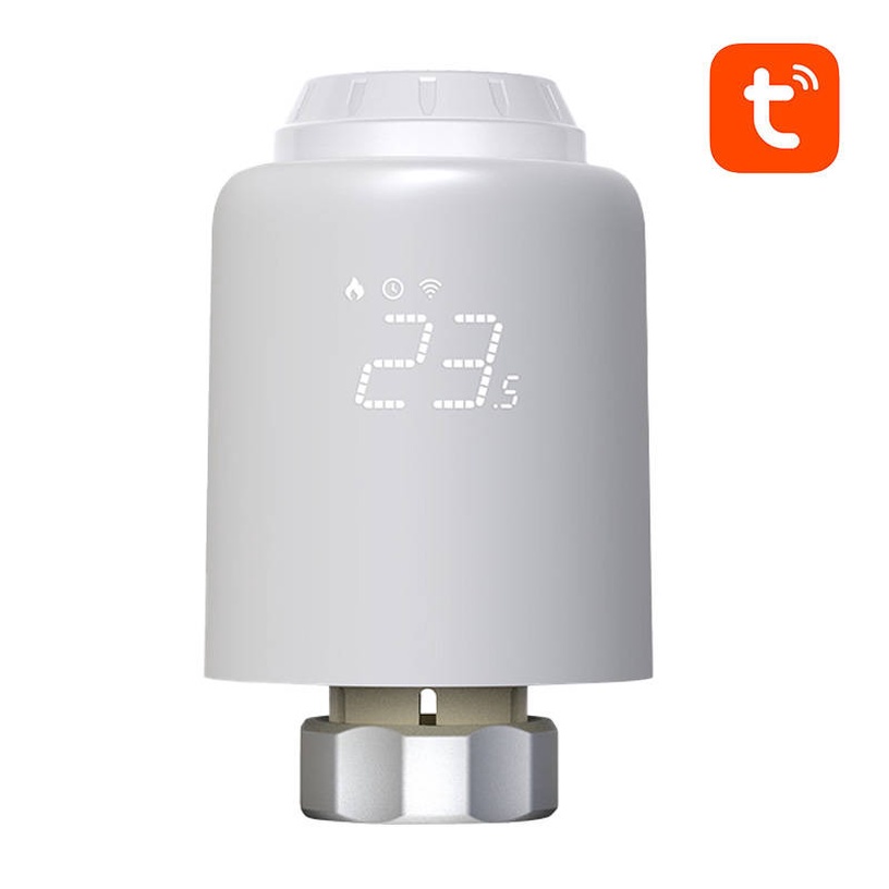 Termostats Avatto TRV07 Zigbee 3.0 TUYA, skrūvēšana, balta, 9.7 cm, 0 - 50 °C
