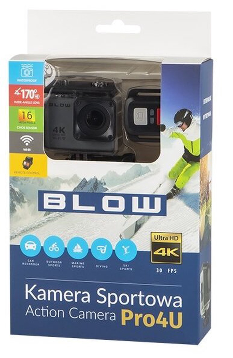 Экшн камера Blow Pro4U 4K WiFi, серебристый/черный