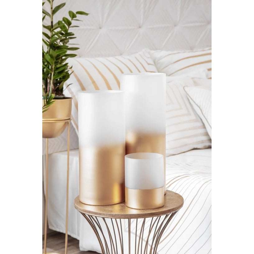 Svečturis Blanca 7, stikls, Ø 15 cm, 20 cm, zelta/balta