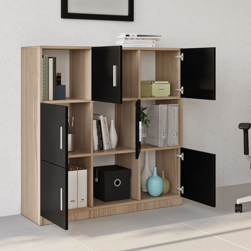 Шкафчики Kalune Design VO7 956LCS1518, дубовый/черный, 119.9 см x 73.6 см x 121.8 см