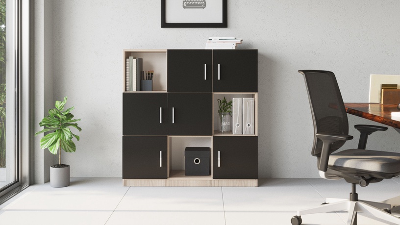 Шкафчики Kalune Design VO7 956LCS1518, дубовый/черный, 119.9 см x 73.6 см x 121.8 см