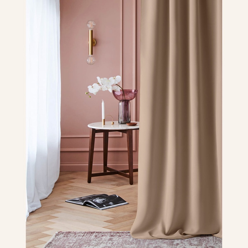 Nakts aizkari Room99 Laurel, bēša, 140 cm x 280 cm