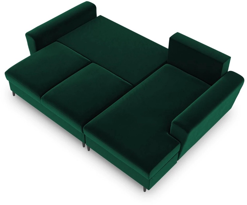 Stūra dīvāns Micadoni Home Moghan Velvet 4 Seats, tumši zaļa, labais, 241 x 145 cm x 88 cm