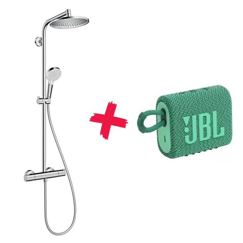 Душевой набор с термостатическим смесителем Hansgrohe Crometta 26781000 + JBL, хромовый