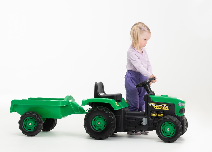 Pedaaltraktor Tractor With Trailer, roheline