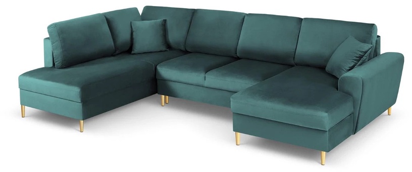 Диван-кровать Micadoni Home Moghan Velvet Panoramic, зеленый, левый, 313 x 194 см x 88 см