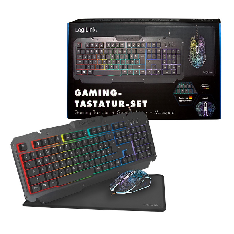 Клавиатура Logilink Gaming-Set ID0185, DE, черный/многоцветный