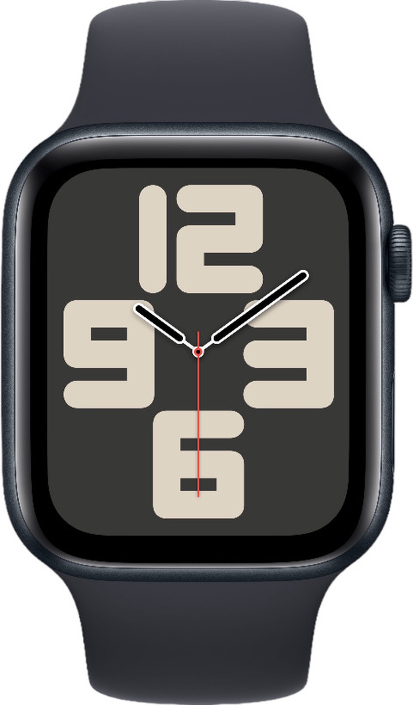 Умные часы Apple Watch SE GPS 44mm Midnight Aluminium Case with Midnight Sport Band - S/M, черный