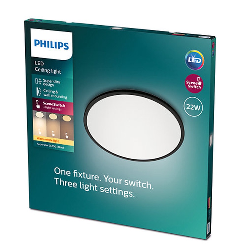 Светильник потолочный Philips SuperSlim, 2700°К, LED, черный