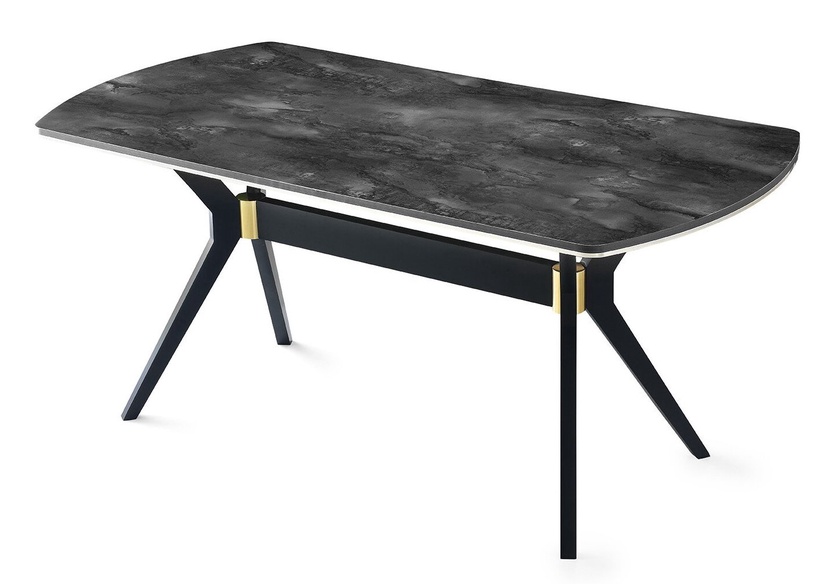 Söögilaud Kalune Design Ýkon, must, 90 cm x 180 cm x 77 cm