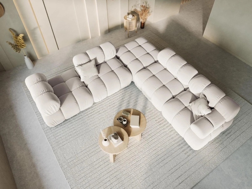 Пуф Micadoni Home Bellis Velvet, бежевый, 94 см x 94 см x 39 см
