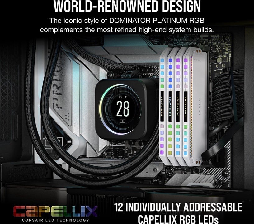 Operatīvā atmiņa (RAM) Corsair Dominator Platinum RGB, DDR5, 64 GB, 6200 MHz, ar gaismu (bojāts iepakojums)