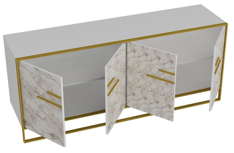 Комод Kalune Design Polka 875ZNA3512, золотой/белый, 179.9 см x 47.3 см x 75 см