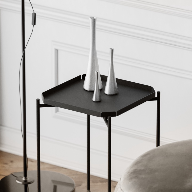 Kafijas galdiņš Kalune Design SHB-008, melna, 46 cm x 46 cm x 56 cm