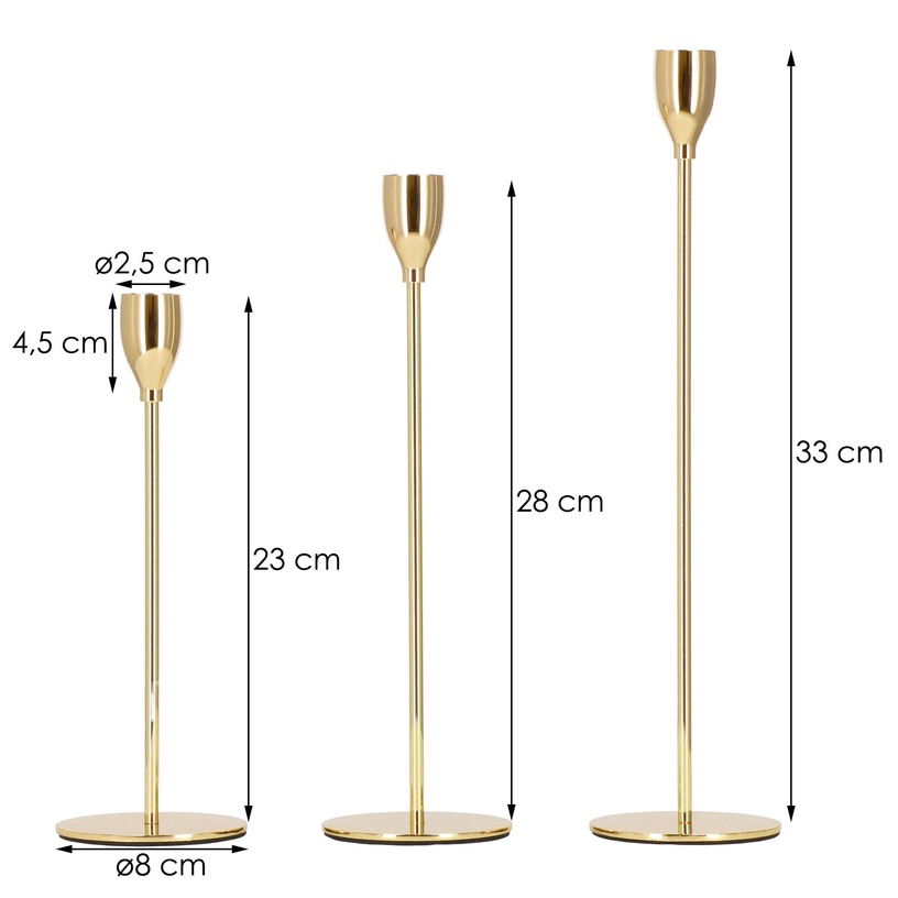 Svečturis Springos HA7264, metāls, Ø 8 cm, 33 cm, zelta