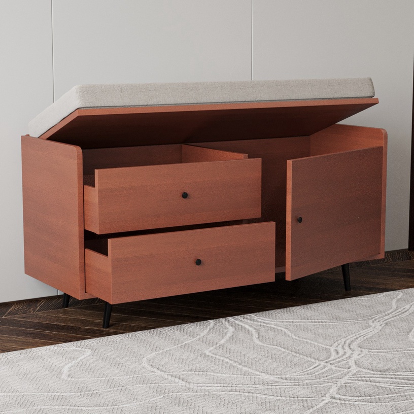 Тумбa для обуви Kalune Design Lara, кремовый/ореховый, 120 см x 45 см x 65 см
