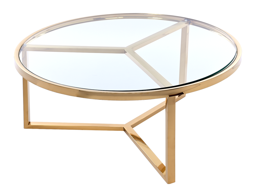 Журнальный столик Miloo Monroe, прозрачный/золотой, 90 см x 90 см x 40 см