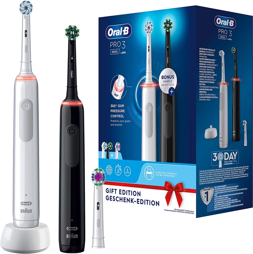 Elektriskā zobu birste Braun Oral-B Pro 3 3900, balta/melna