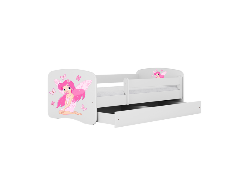Bērnu gulta vienvietīga Kocot Kids Babydreams Fairy, balta, 80 x 180 cm, ar nodalījumu gultas veļai, bez matrača