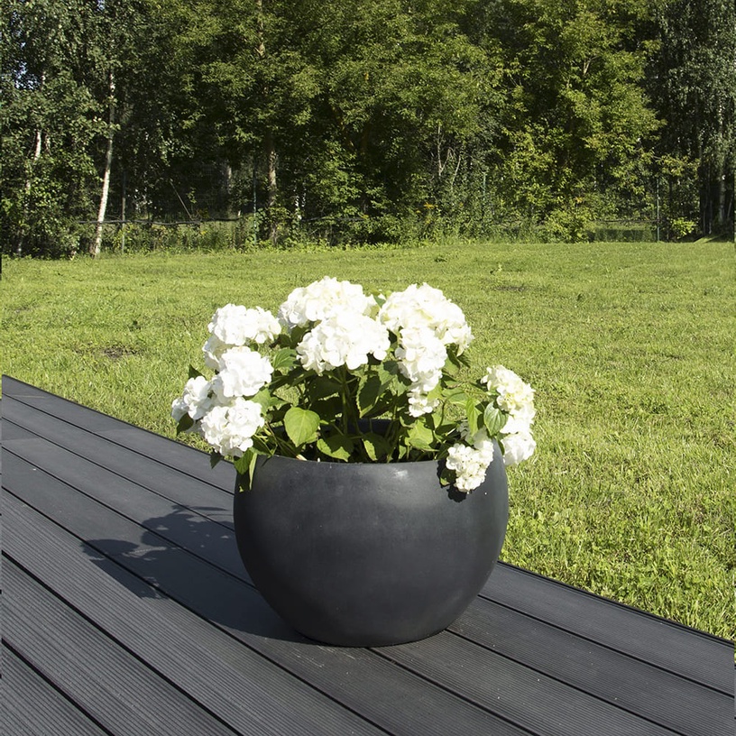 Lillepott DM Grill Sphere M, tsement, 45 cm x 45 cm, must