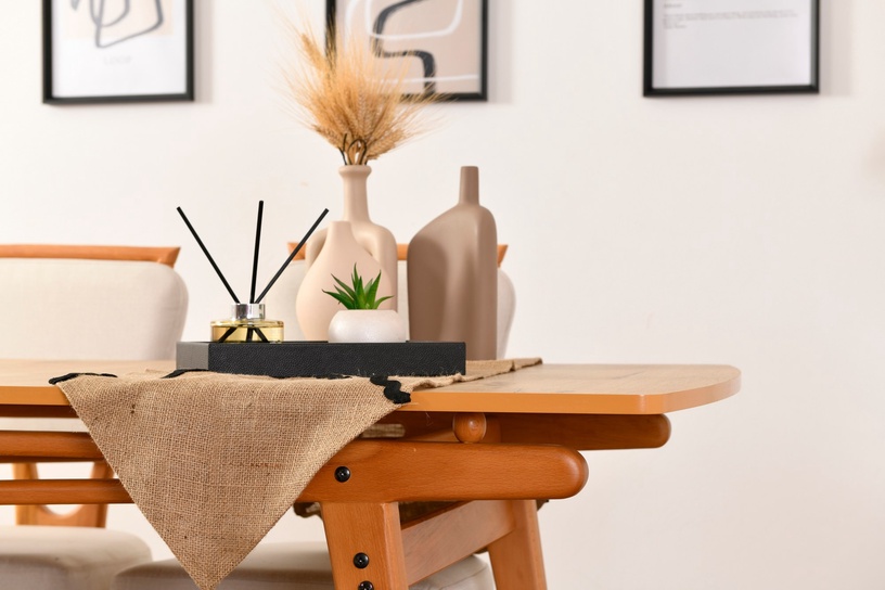 Ēdamistabas komplekts Kalune Design Palace 4S-1B, krēmkrāsas/ozols