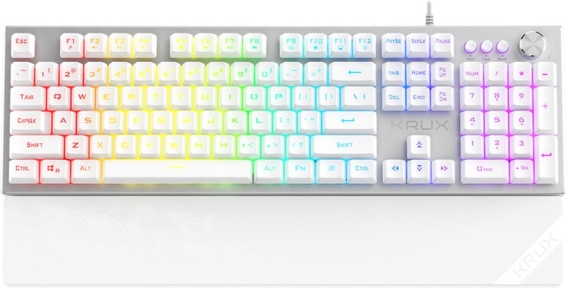 Клавиатура Krux Frost Silver-White RGB, EN, белый