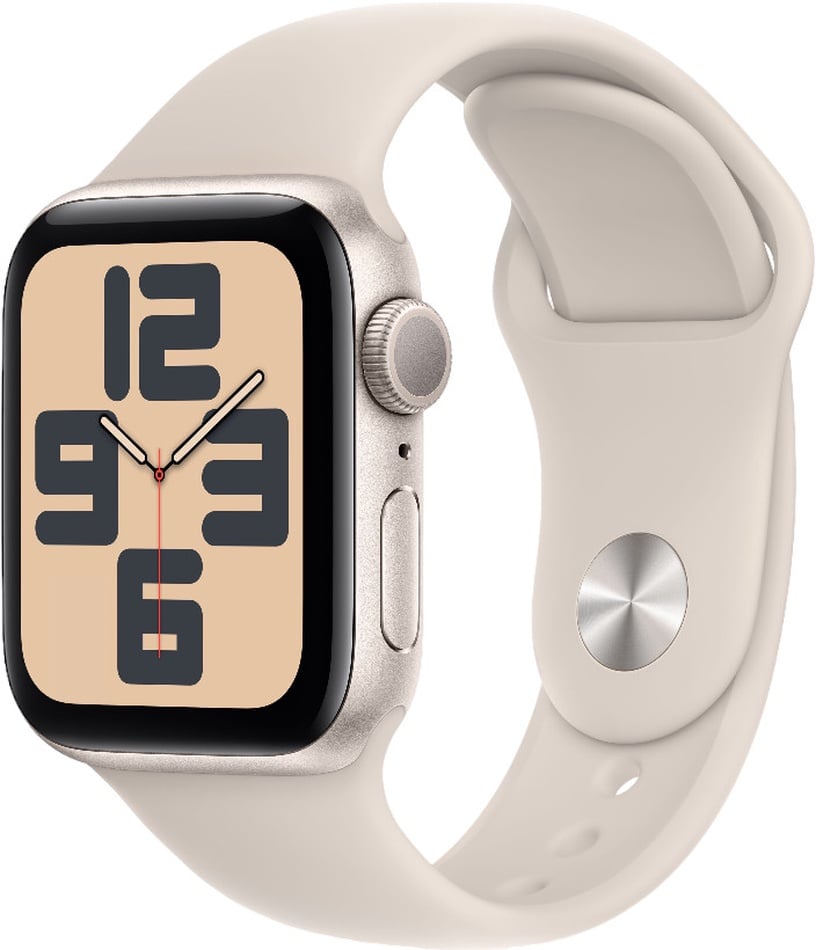 Умные часы Apple Watch SE GPS 44mm Starlight Aluminium Case with Starlight Sport Band - M/L, кремовый