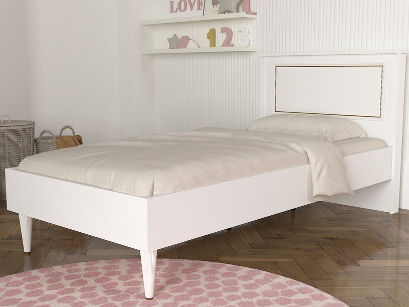 Gulta vienvietīga Kalune Design Ravenna, 90 x 190 cm, zelta/balta, bez matrača