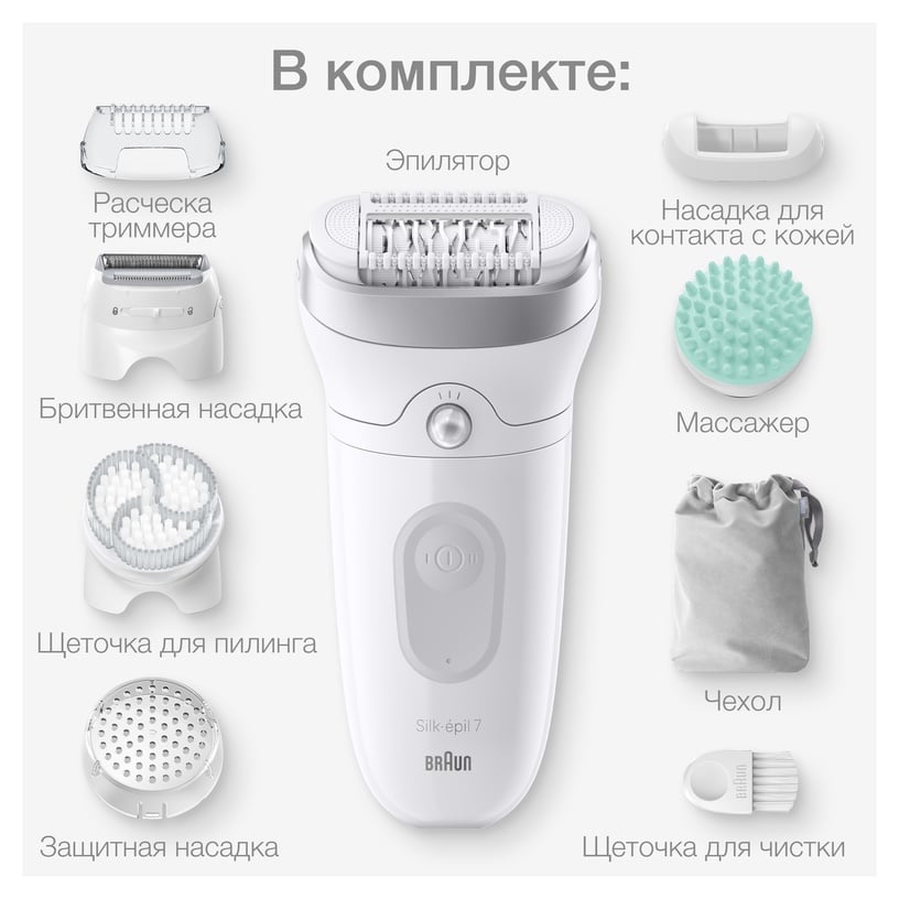 Эпилятор Braun Silk•épil 7 SkinSpa SE7-081, белый