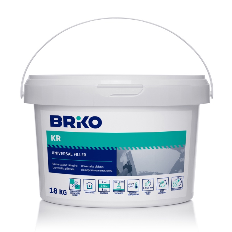 Universaalne kitt Briko KR, kasutusvalmis, valge, 18 kg