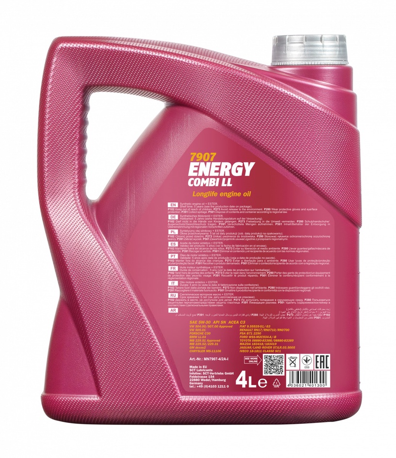 Motoreļļa Mannol Energy Combi LL 5W - 30, sintētiskais, 5 l