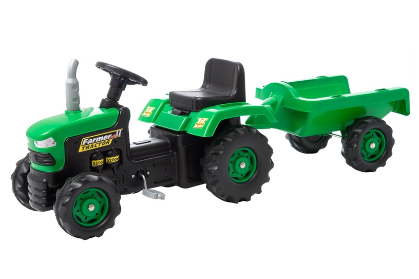 Pedaaltraktor Tractor With Trailer, roheline