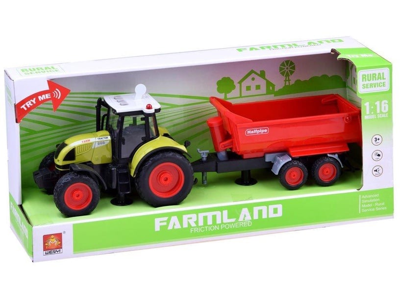 Rotaļu traktors Wenyi Rural Service Farmland, 1:16, daudzkrāsaina