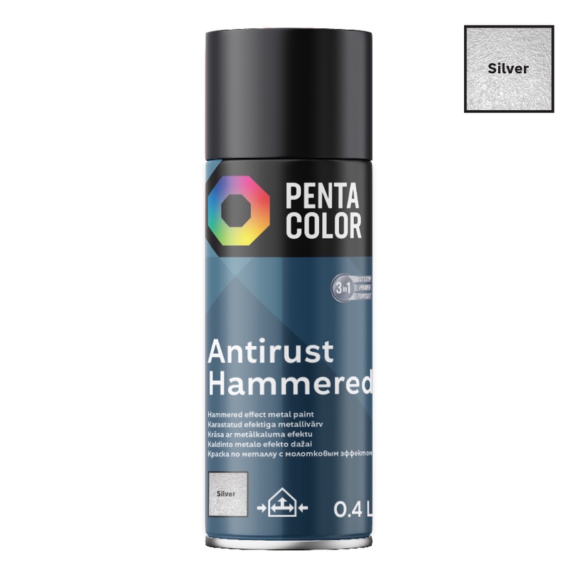 Краски в аэрозоле Pentacolor Hammered Effect, декоративный, серебристый, 0.4 л